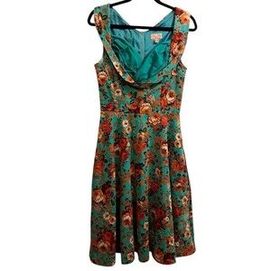 Lindy Bop Ophelia Babydoll Dress Floral Rockabilly Retro 50s Cocktail